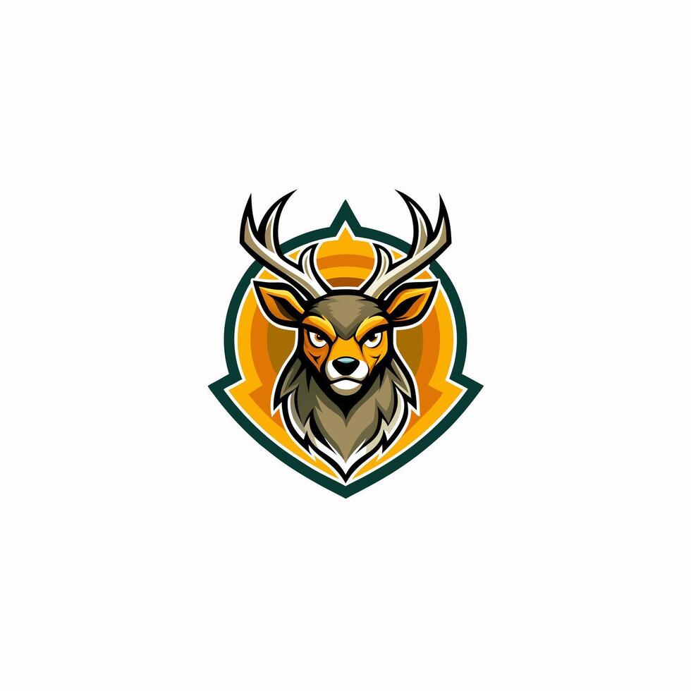 a deer head on a shield with a crown on it vector