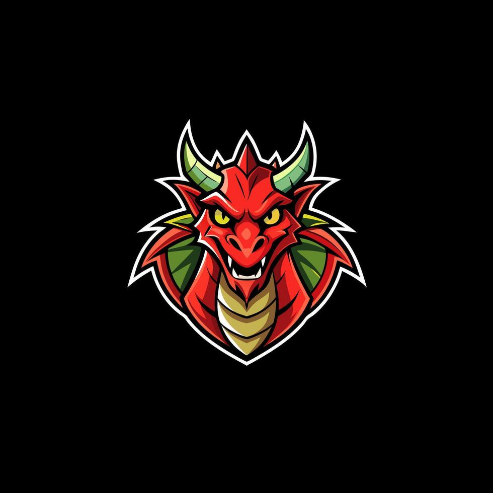 a red dragon head on a black background vector