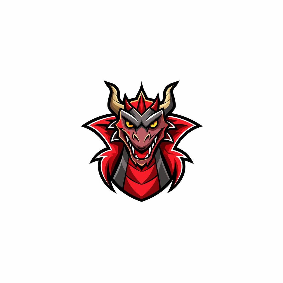 a red dragon head with horns on it vector