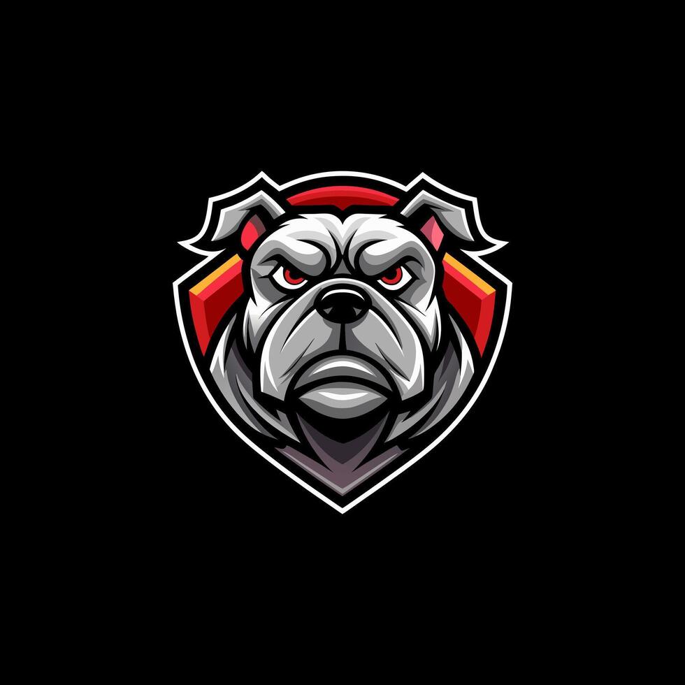 an angry bulldog mascot logo on a black background vector