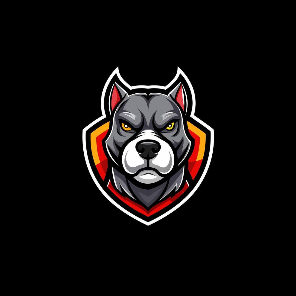 a dog head with a red and yellow background vector