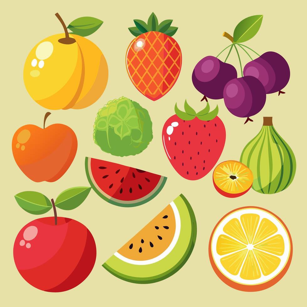 fruit logo collection vector