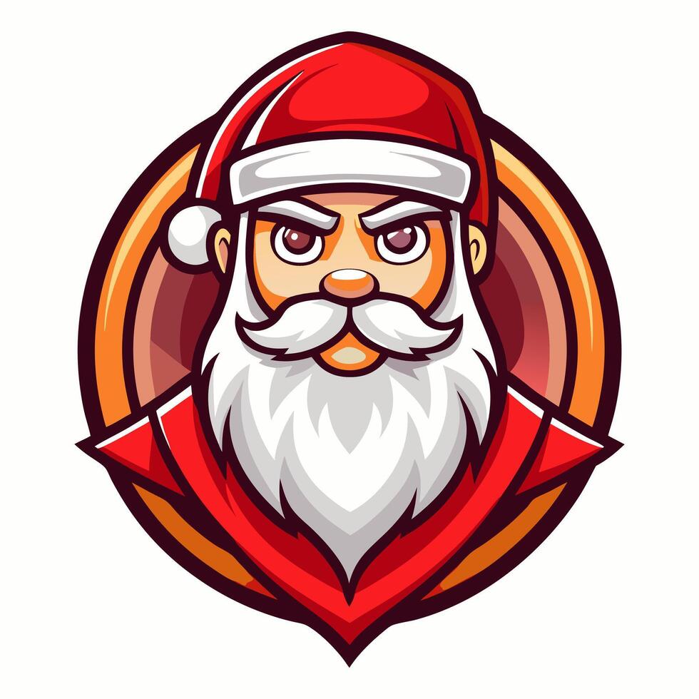 santa claus head in red and white beard vector