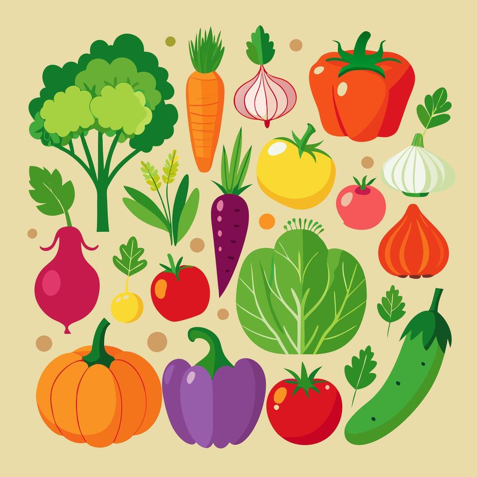 vegetables icon cellection vector