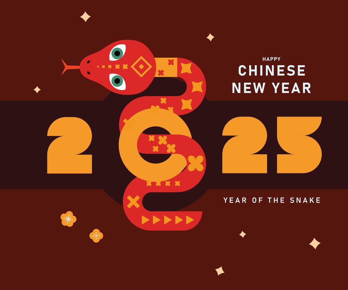 Chinese new year 2025 year of the Snake. Red Snake illustration and
