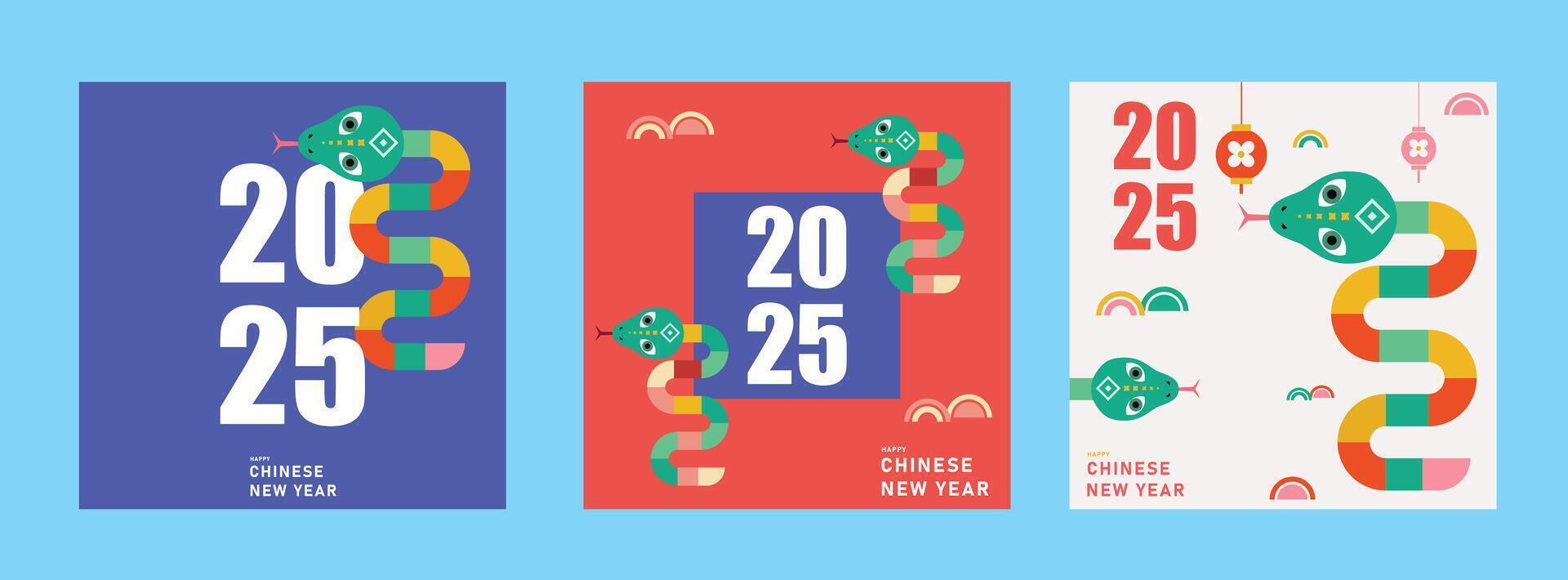 happy new year 2025, chinese new year 2025, year of the snake, for card, banner, Flyer Template. vector