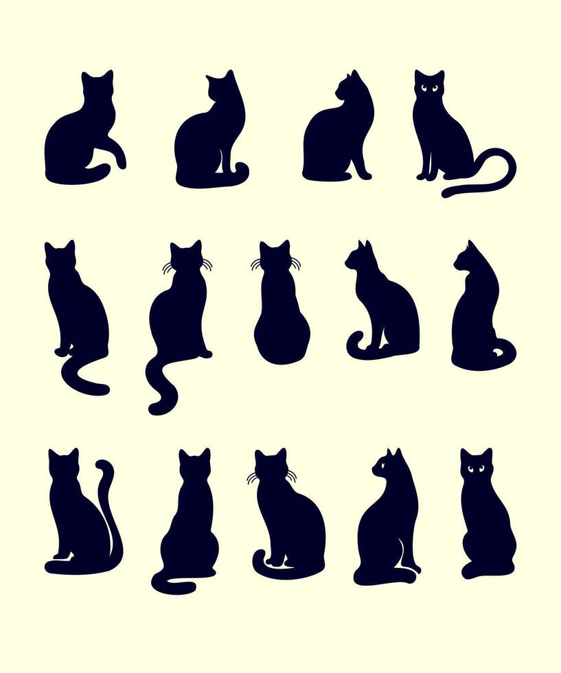 Abstract Stylish Cats Animals Silhouette Set Illustration Just Eye Catching Look vector
