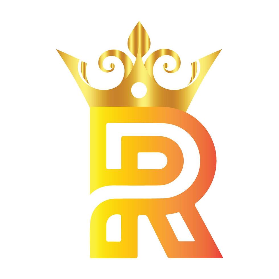 Letter R plus crown logo design vector