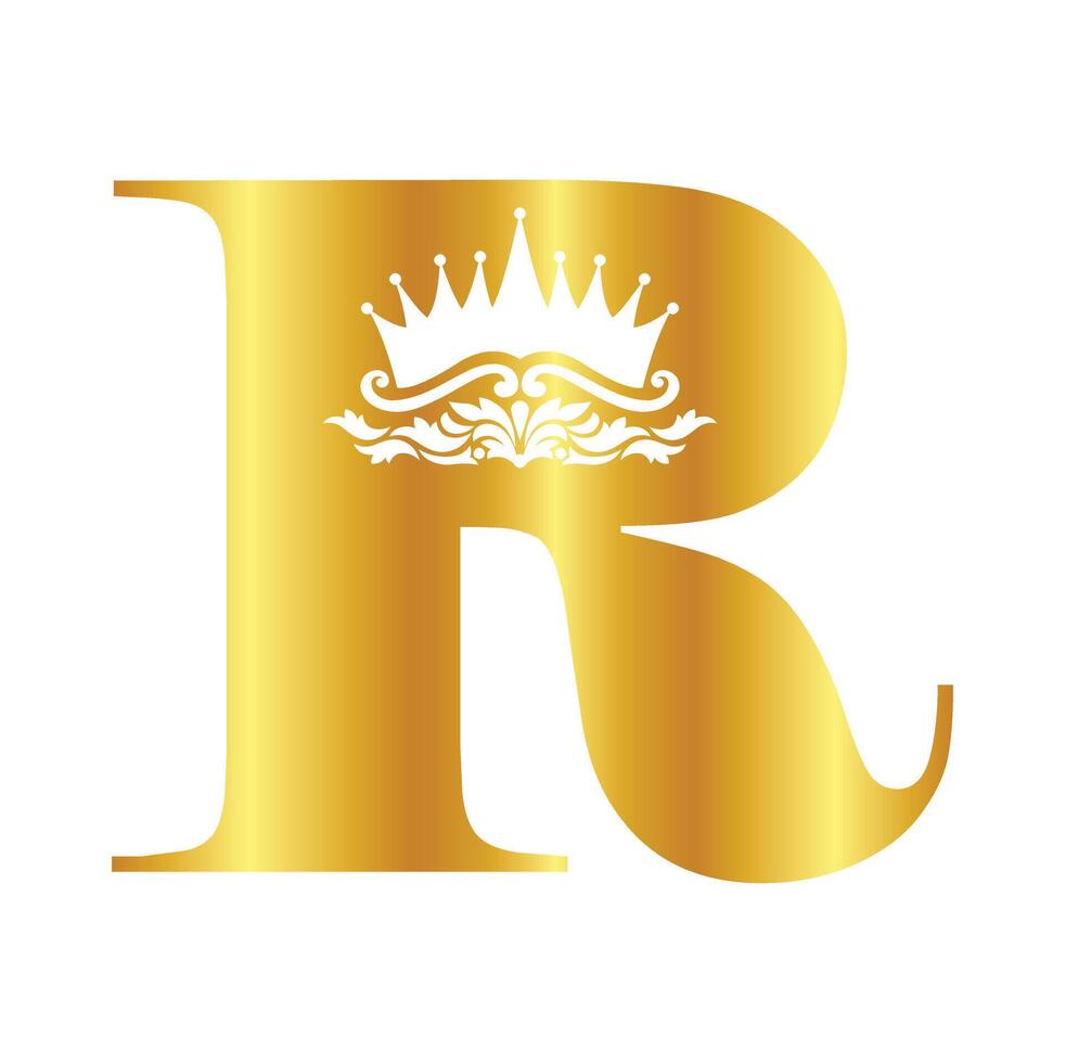 Letter R plus crown logo design vector