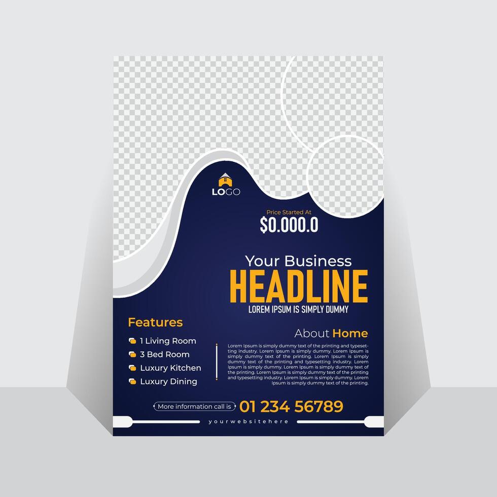 Modern real estate creative flyer template design. Colorful abstract flyer template design. Creative, stylish, abstract Technology design layout. vector