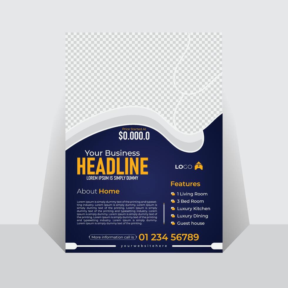 Creative, stylish, modern, colorful background and professional design layout. A real estate flyer design or brochure template vector