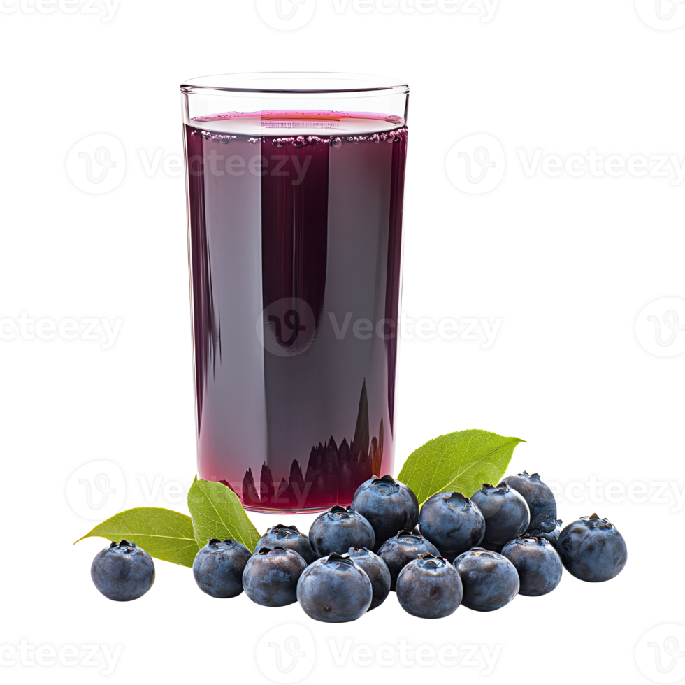 Glass of Blueberry Juice Isolated on Transparent Background - Fresh Berry Drink, Healthy Smoothie Ingredient for Recipes png