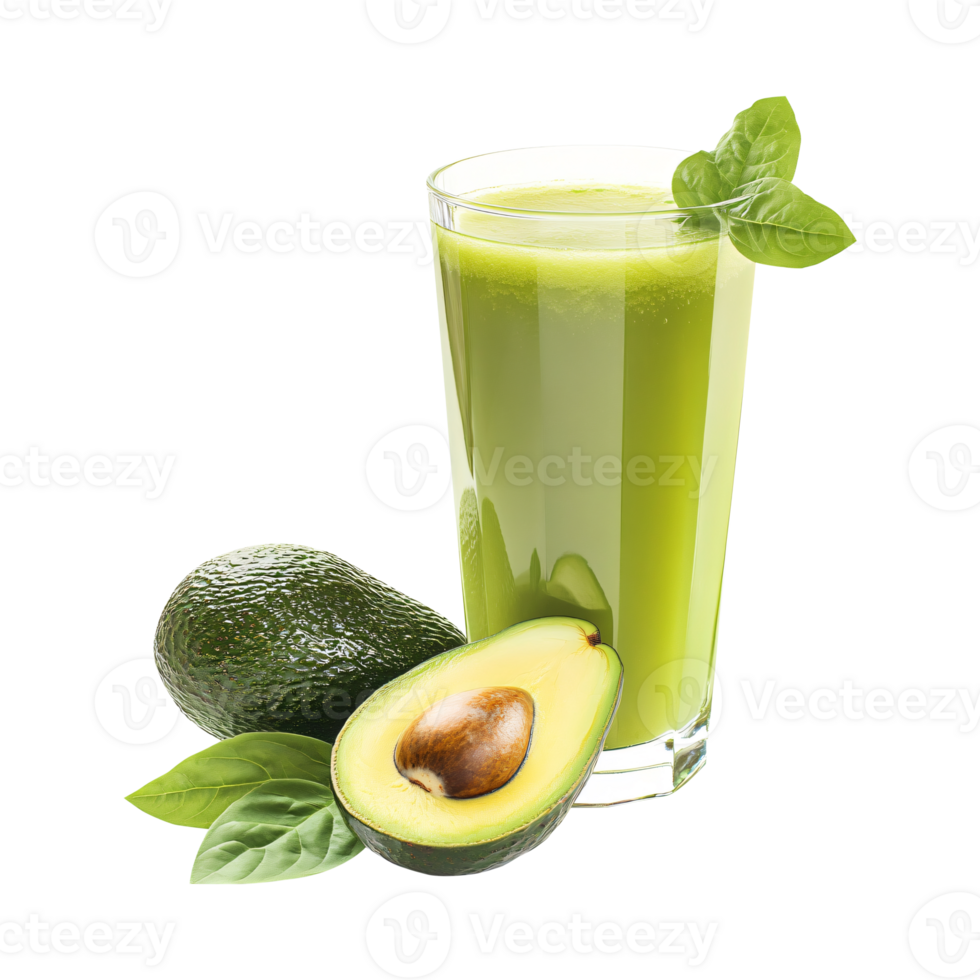 Glass of Avocado Juice Isolated on Transparent Background - Creamy Tropical Beverage, Healthy Smoothie Drink for Recipes png