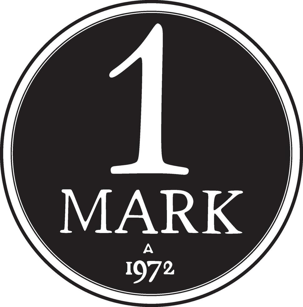 German One Mark coin silhouette vector