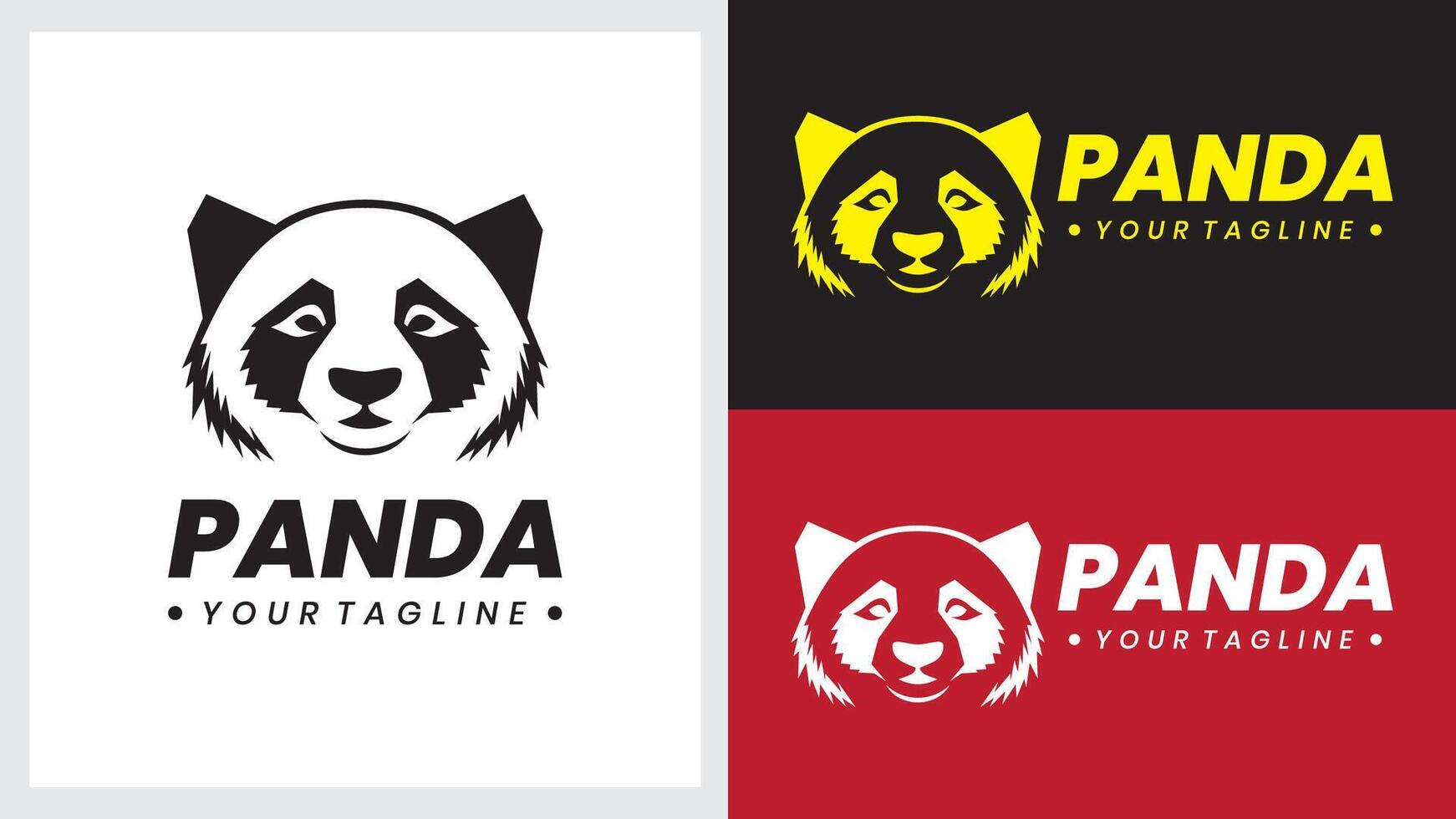 ilustration logo geometric panda vector
