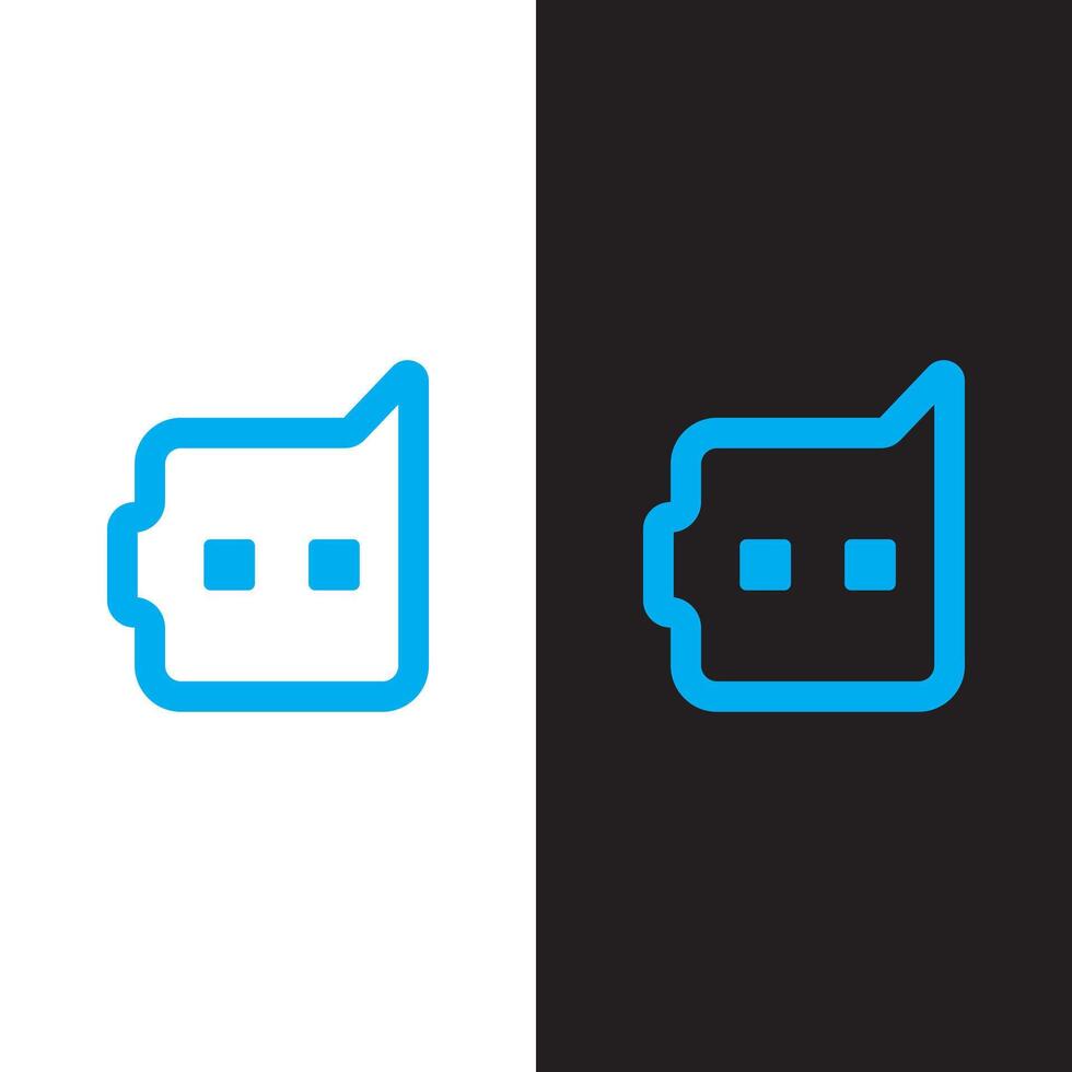 logo of a robot with blue color in black and white background vector