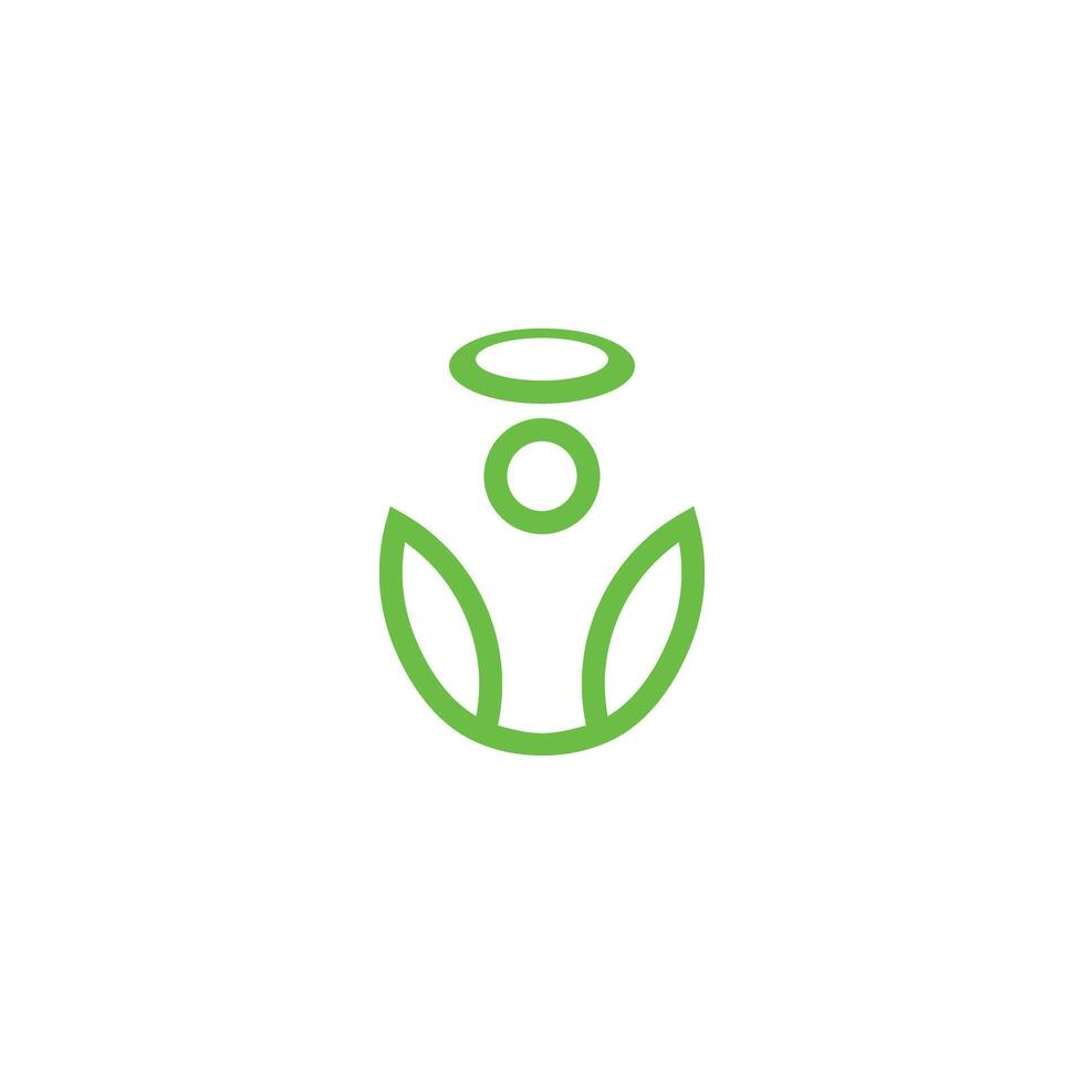 A green logo with a person in the middle vector