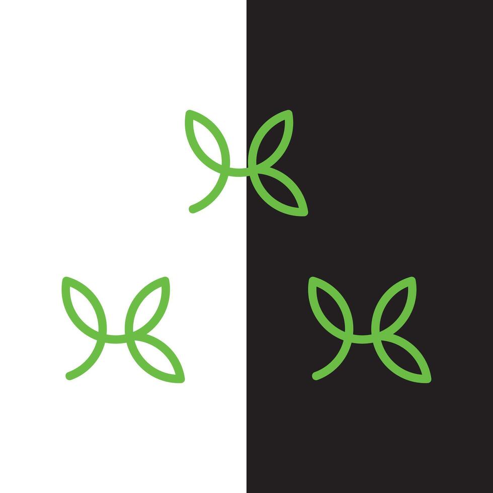 Two leaves on a black and white background vector