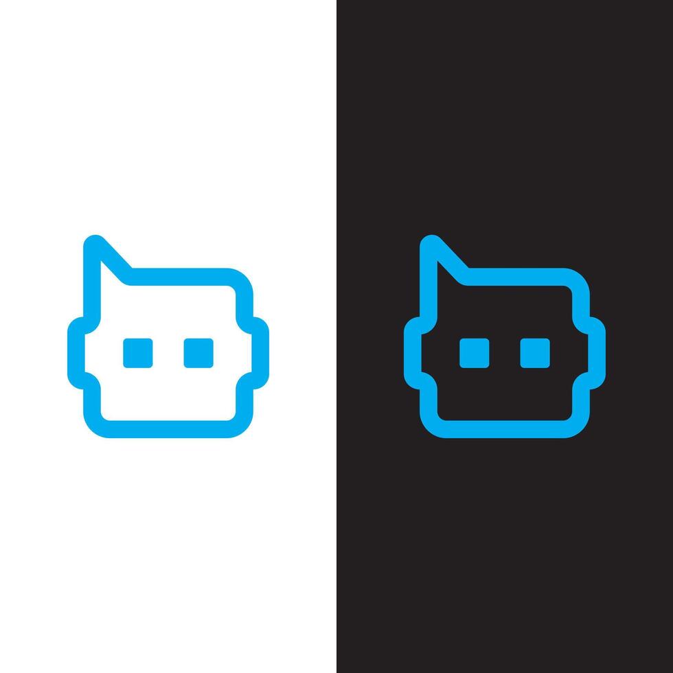 Two different logos for a robot with blue color in black and white background vector