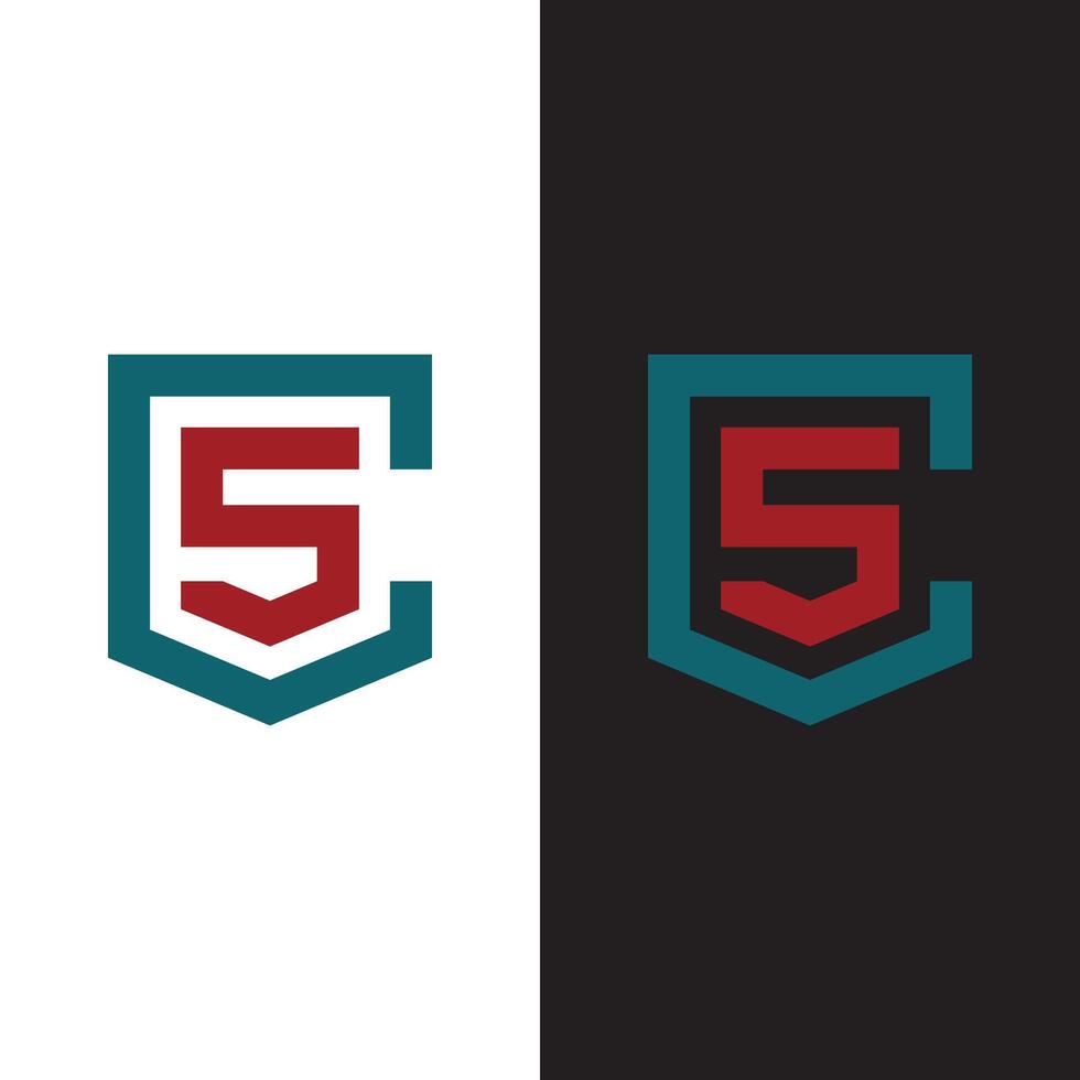 combination logo of letter s anc c like a shield vector