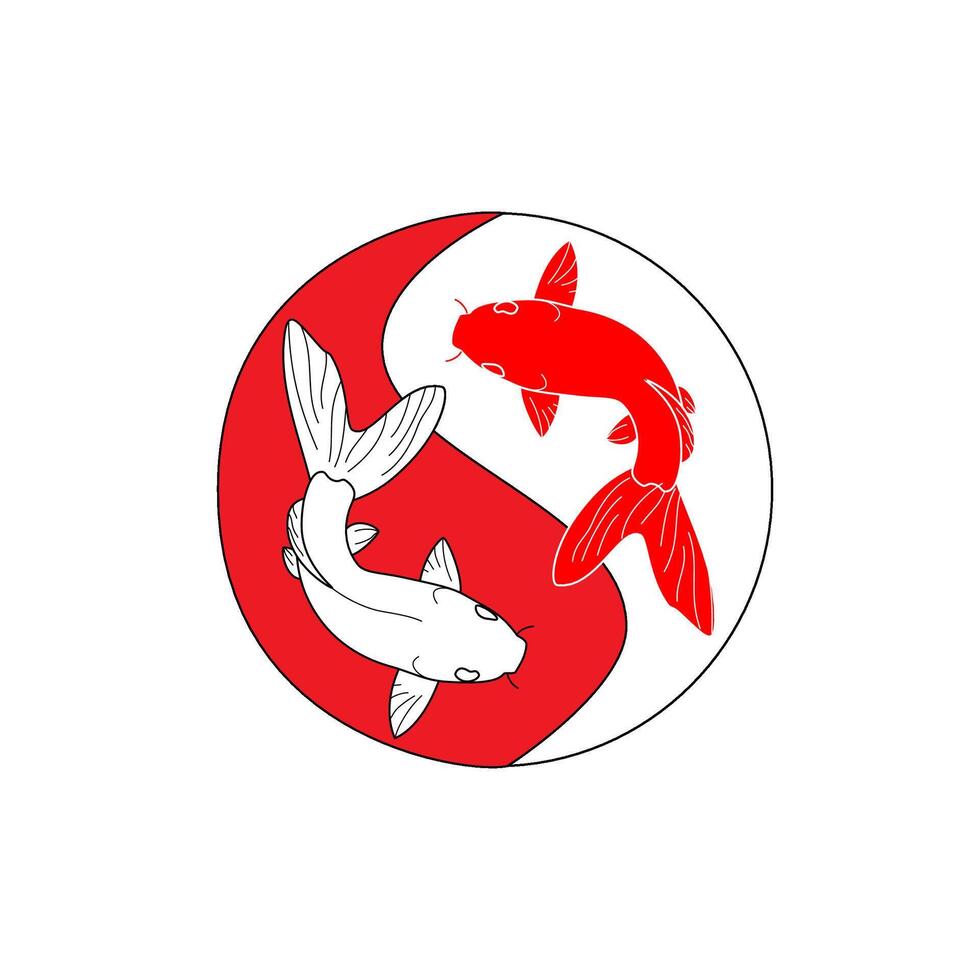 Yin-yang symbol with koi instead of circles with no border. vector