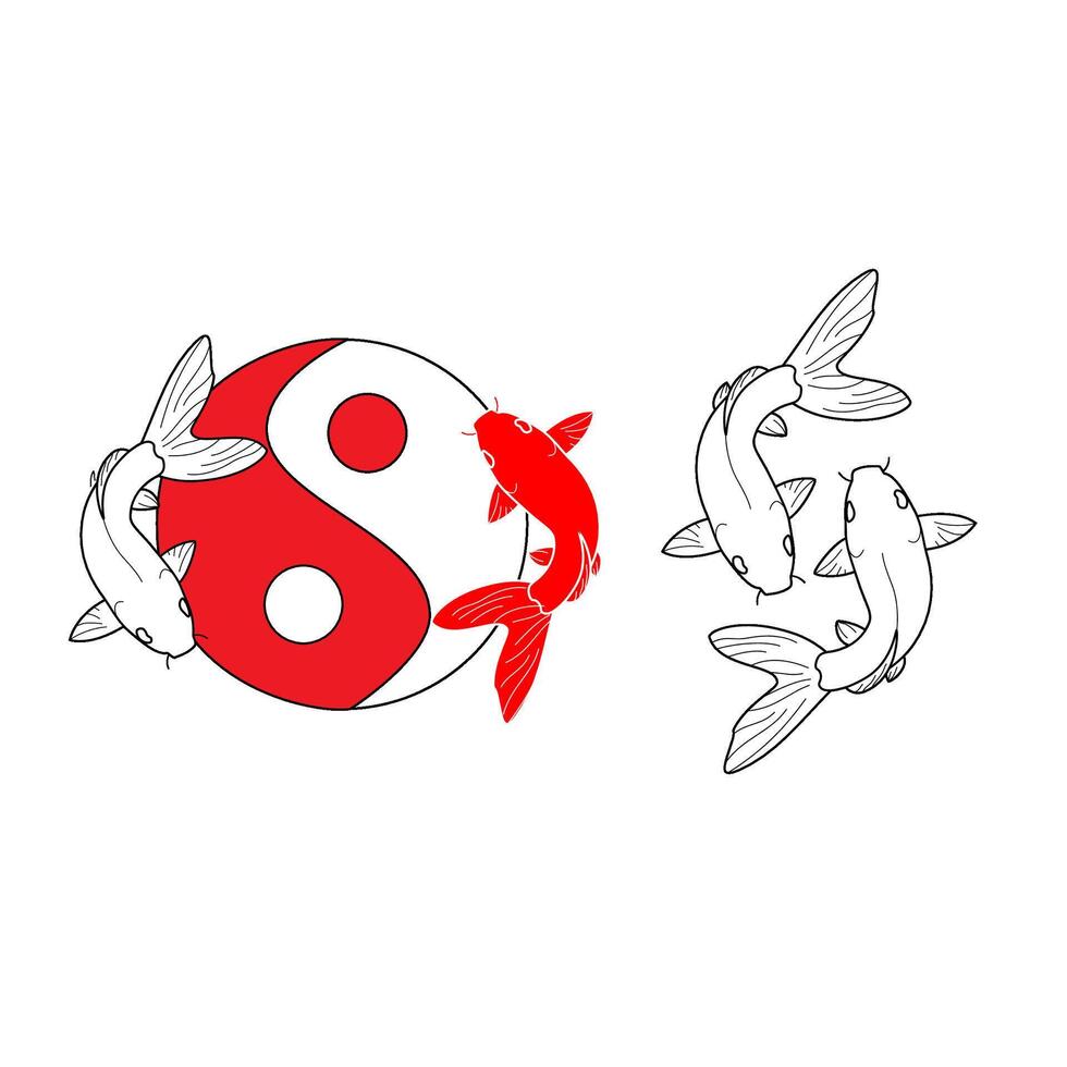Yin-yang symbol with koi instead of circles with no border. vector