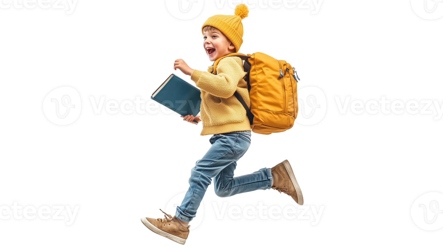 Energetic Boy Holding Books . File png