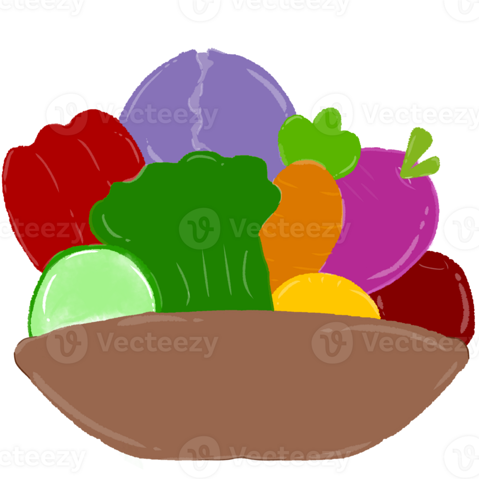 Vegetables in a plate and bowl png