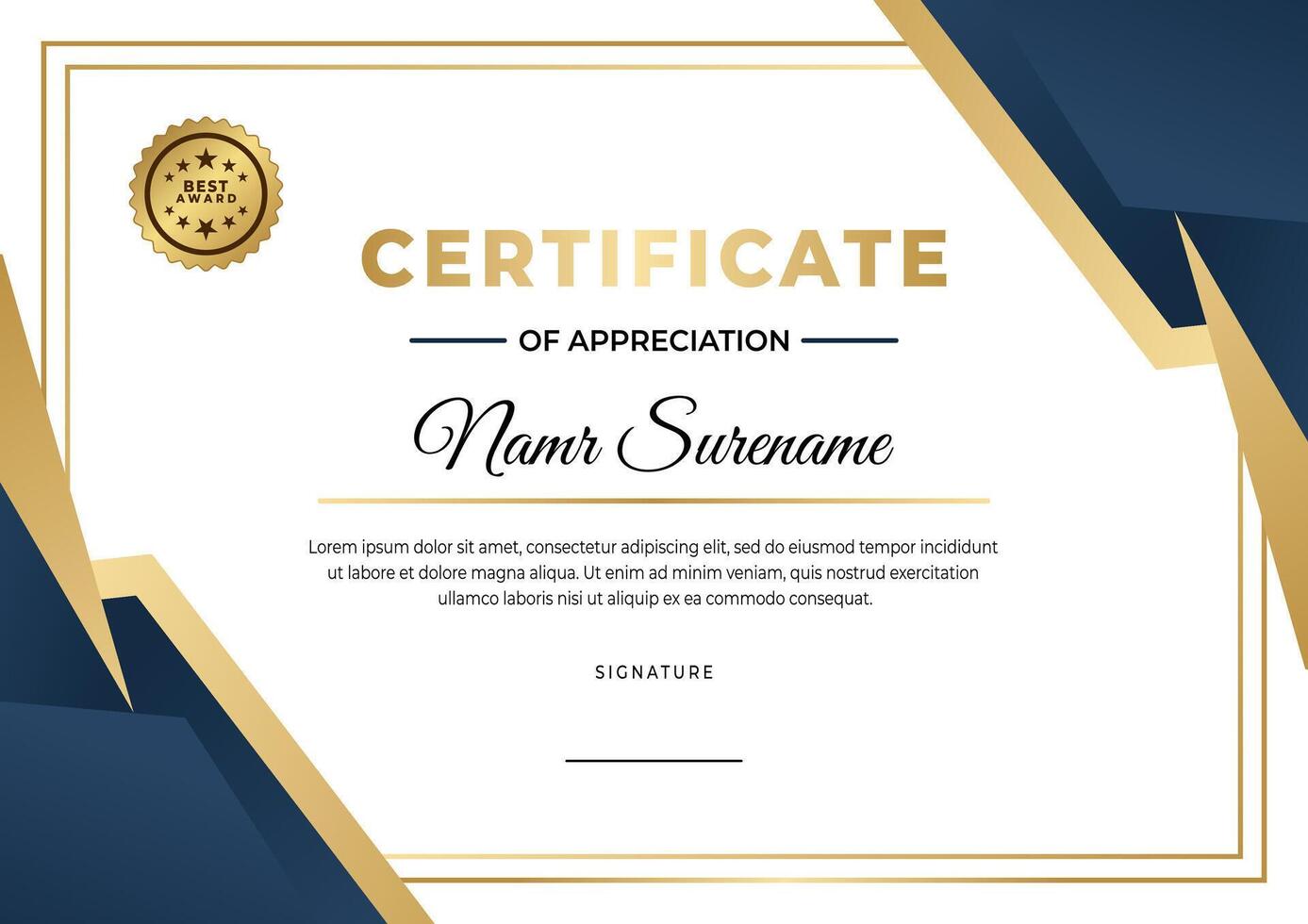 blue gold Graduation Certificate Awards Diploma Template vector