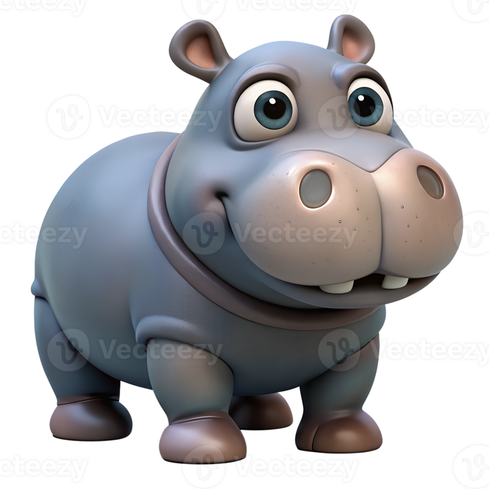 3D character hippo Wild animal character png