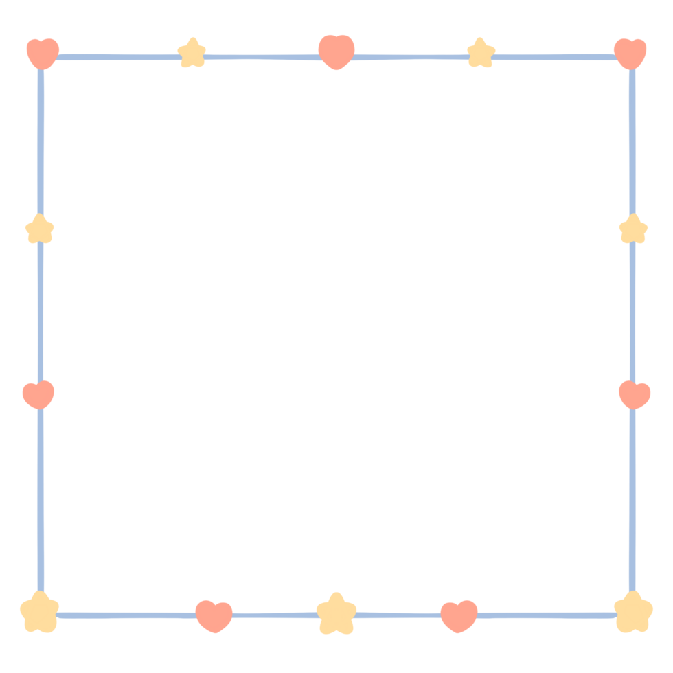Corner frame with stars and hearts png