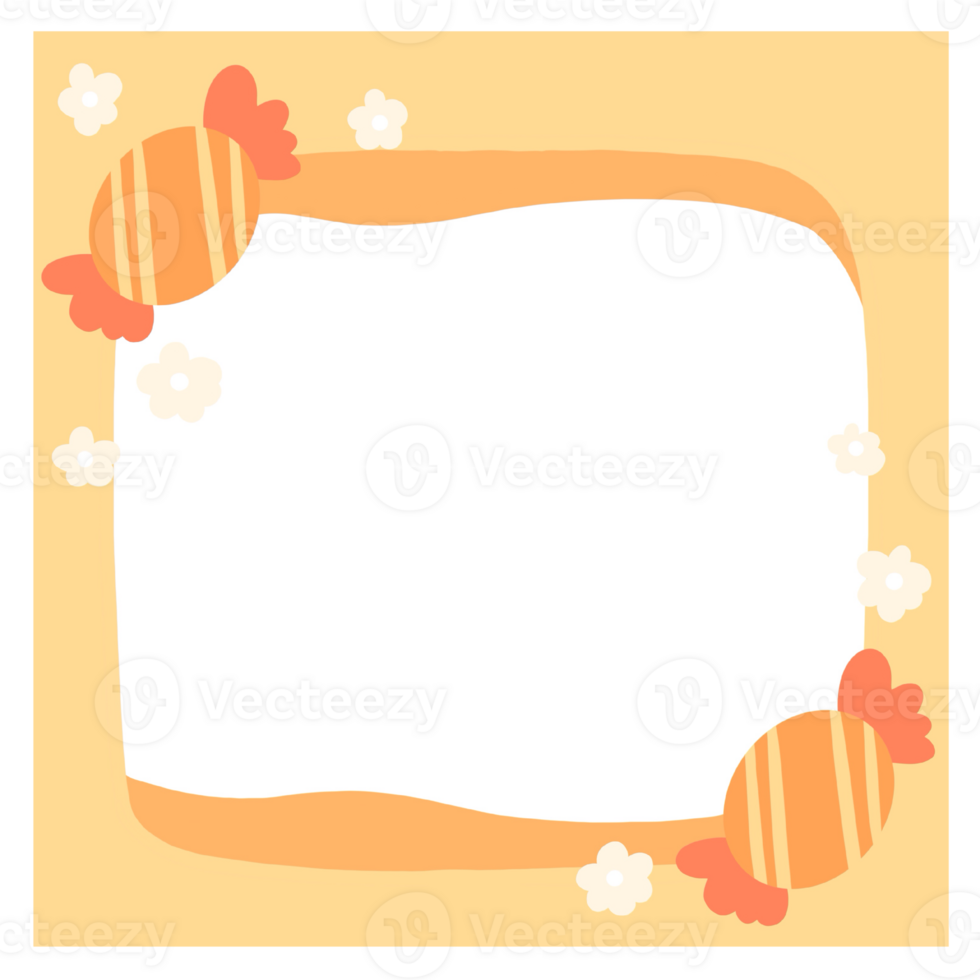 a frame with candy and flowers on it png