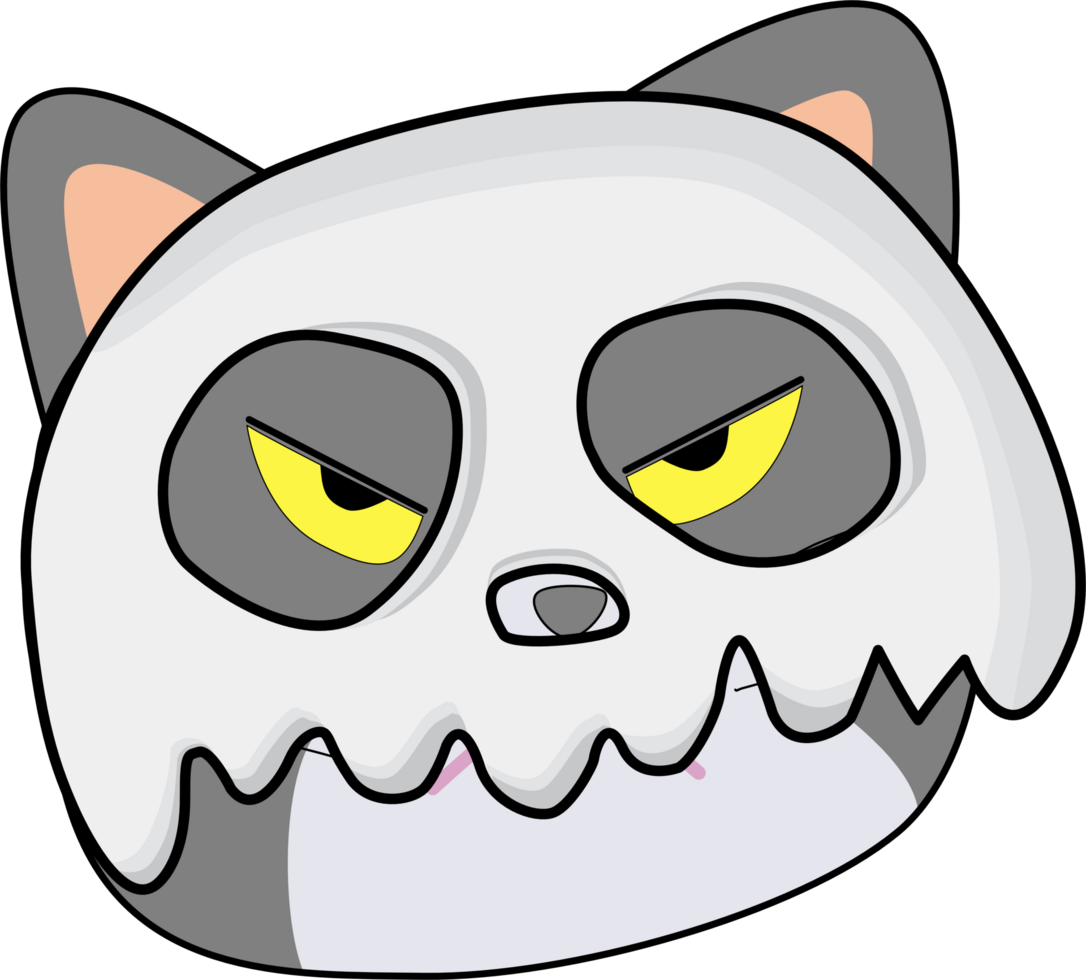 A grey cat wear a mask skull. Halloween Costume Party png