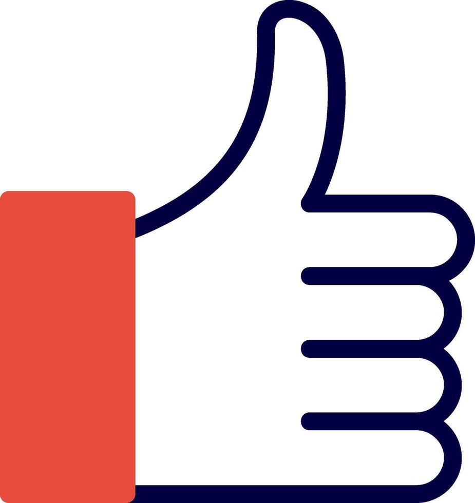 Thumbs Up Line Red Filled vector