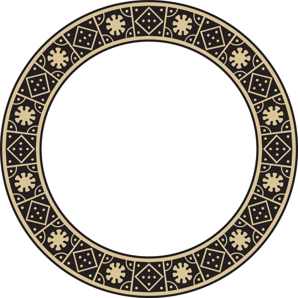 round gold with black border, frame, Pompeii ring. Circle Neopolitan ornament. Art of Ancient Rome. vector