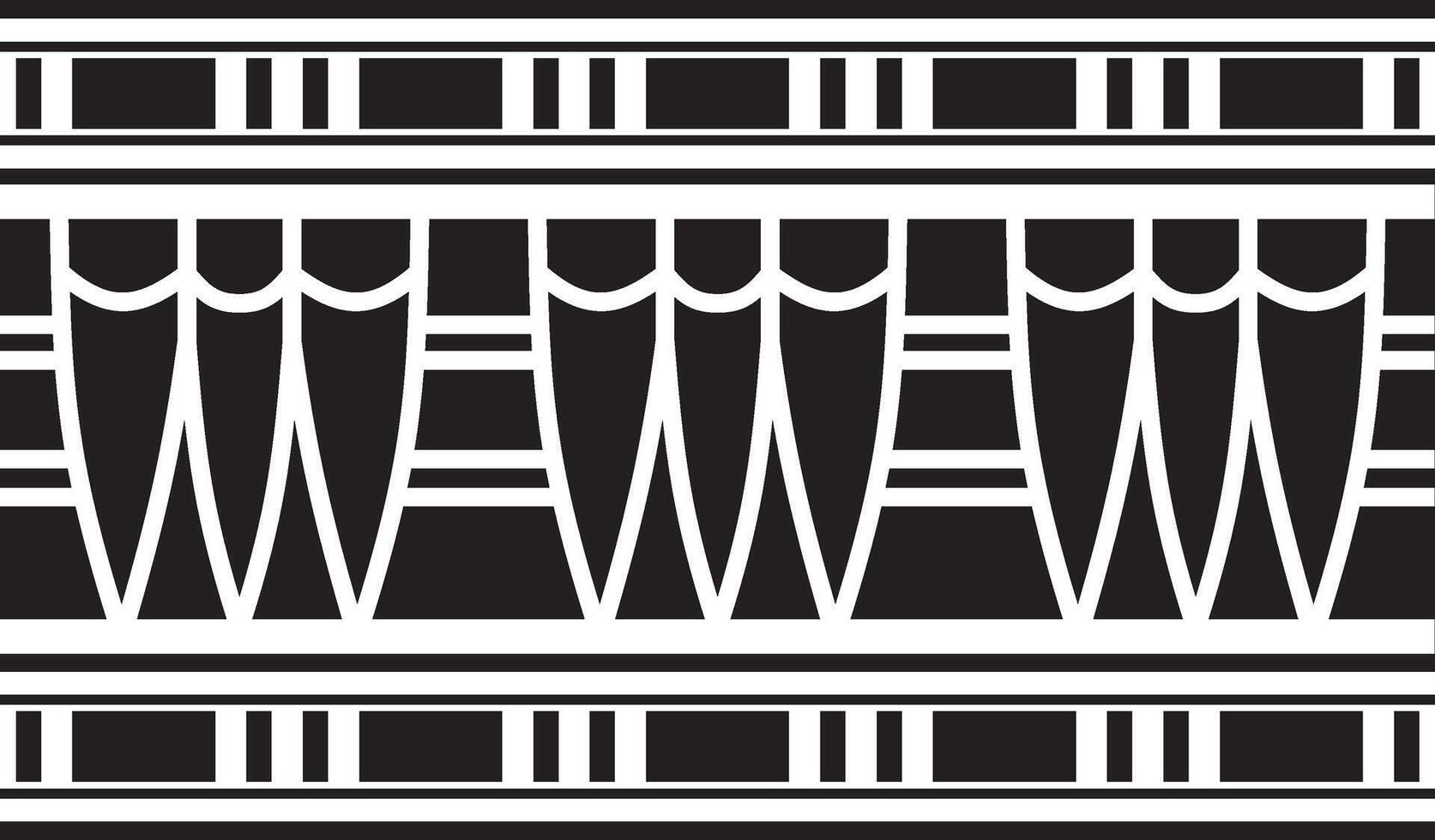 monochrome seamless Egyptian border. Endless black Ornaments of Ancient Egypt. Geometric African frame. vector