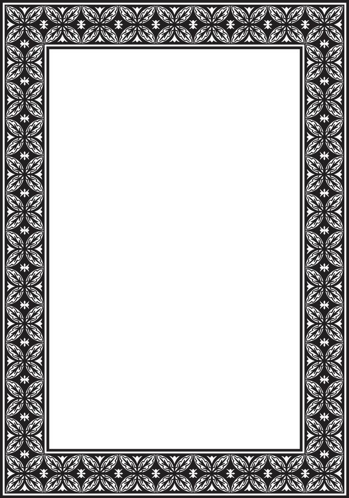 square black monochrome ancient Russian ornament. Slavic rectangle, border, frame. Painting of the royal chambers. vector