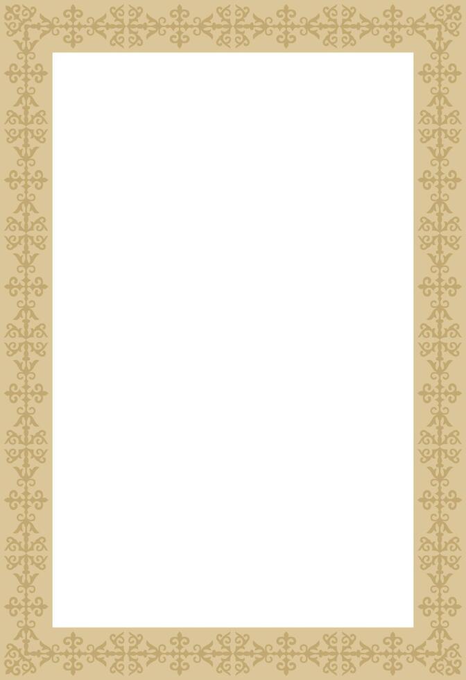 golden square Kazakh national ornament. Ethnic pattern of the peoples of the Great Steppe, vector