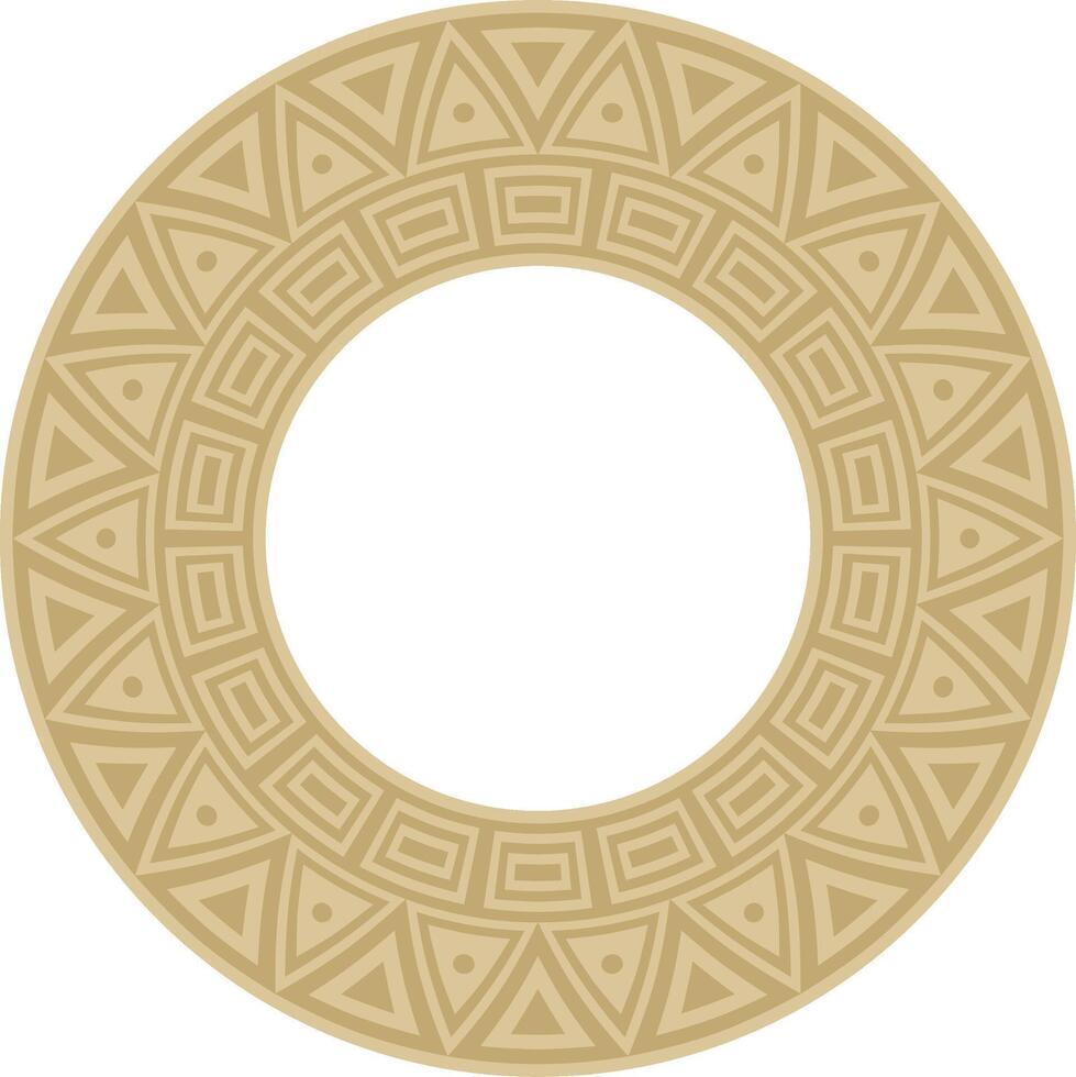 Native American round gold pattern. Geometric shapes in a circle. National ornament of the peoples of America, Maya, Aztecs, Incas vector