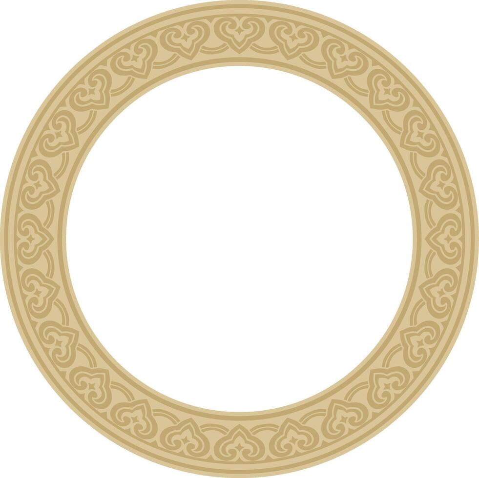 golden Chinese circle, ring, frame. Round ornaments of oriental peoples, korea, taiwan, china, hong kong, indonesia vector