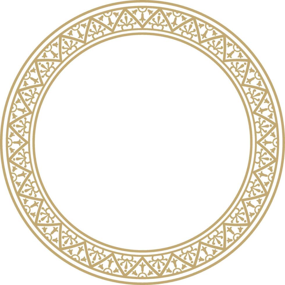 round gold border, frame, Pompeii ring. Circle Neopolitan ornament. Art of Ancient Rome. vector