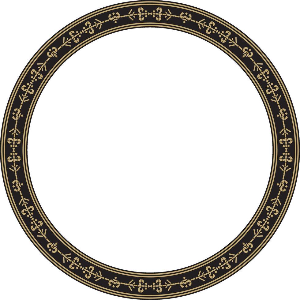 gold and black round Yakut ornament. Endless circle, border, frame of the northern peoples of the Far East. vector