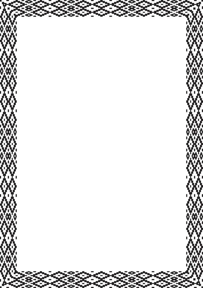 black monochrome square belarusian national ornament frame. Ethnic pattern rectangle of Slavic peoples, Russian, Ukrainian, Serb, Pole, Bulgarian. Cross stitch template vector