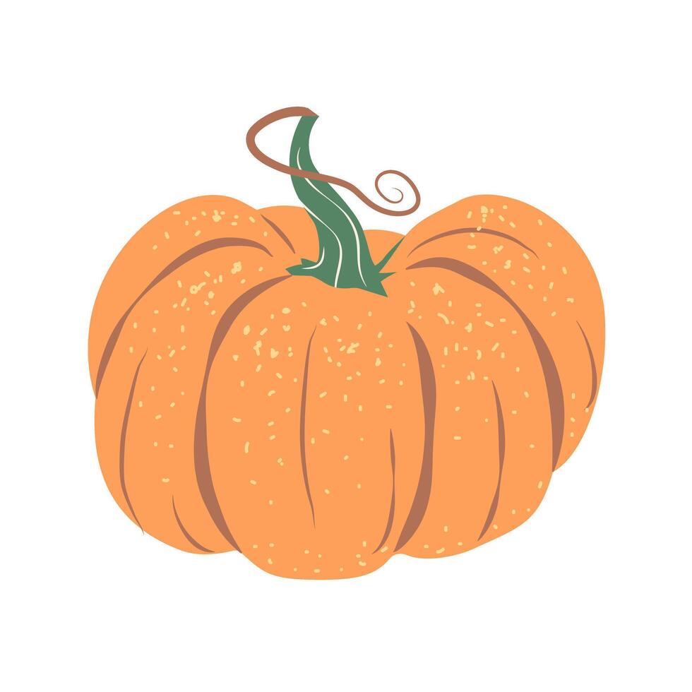 Orange pumpkin in flat retro style isolated on white background. vector