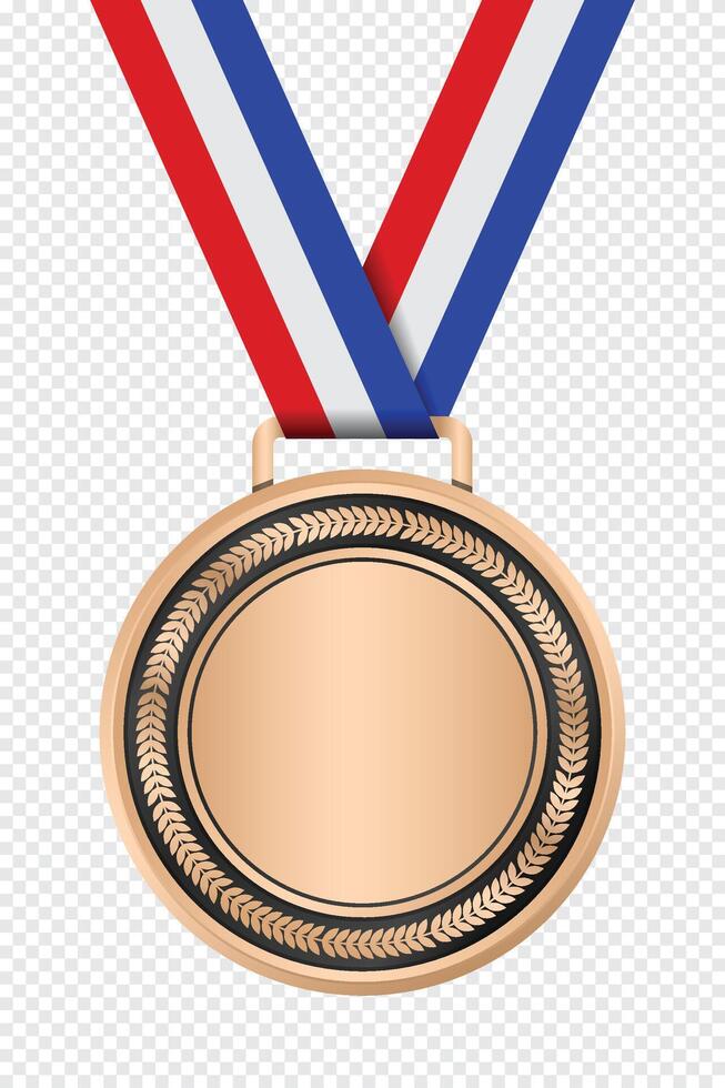 Realistic bronze medal mockup. Bronze medal with ribbon. Design winner bronze medal prize. Winner award medal. illustration vector