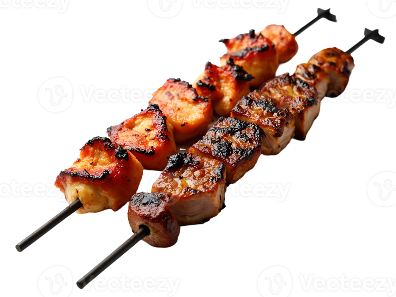 Grilled meat Skewers Isolated on transparent background. png