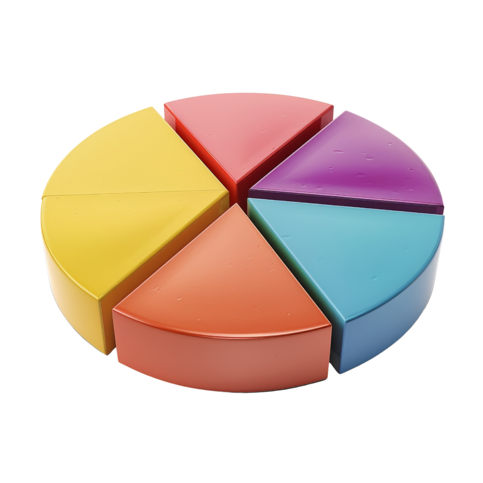 Colorful Pie Chart 3D Render png