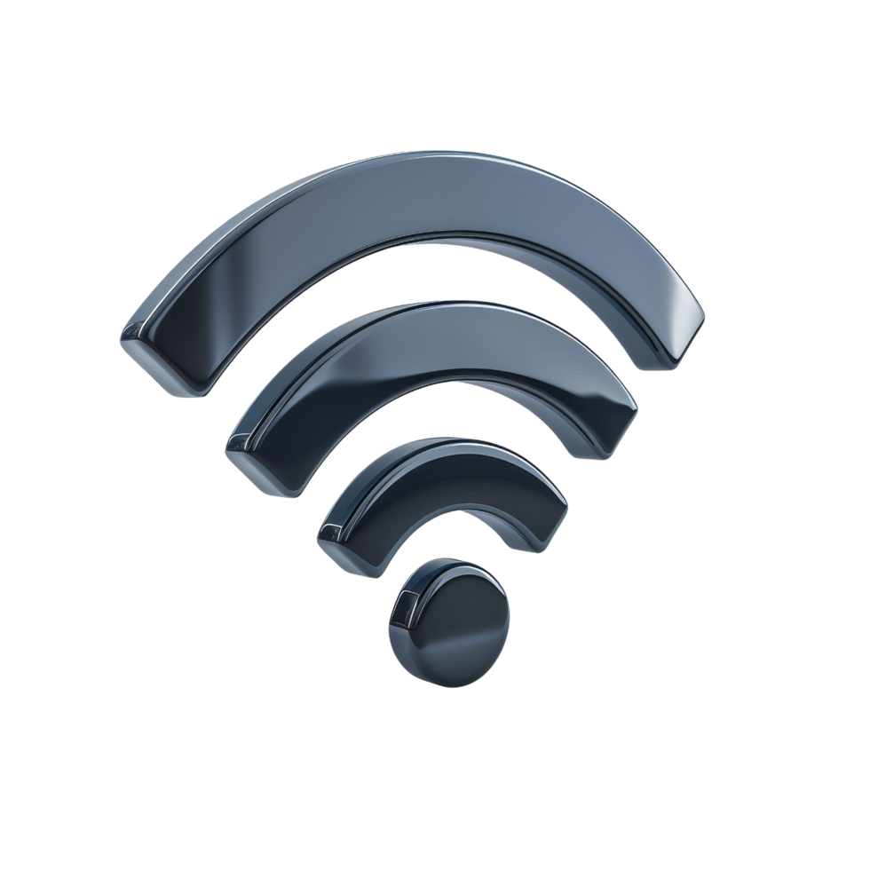 3D Metallic Wifi Icon Isolated png