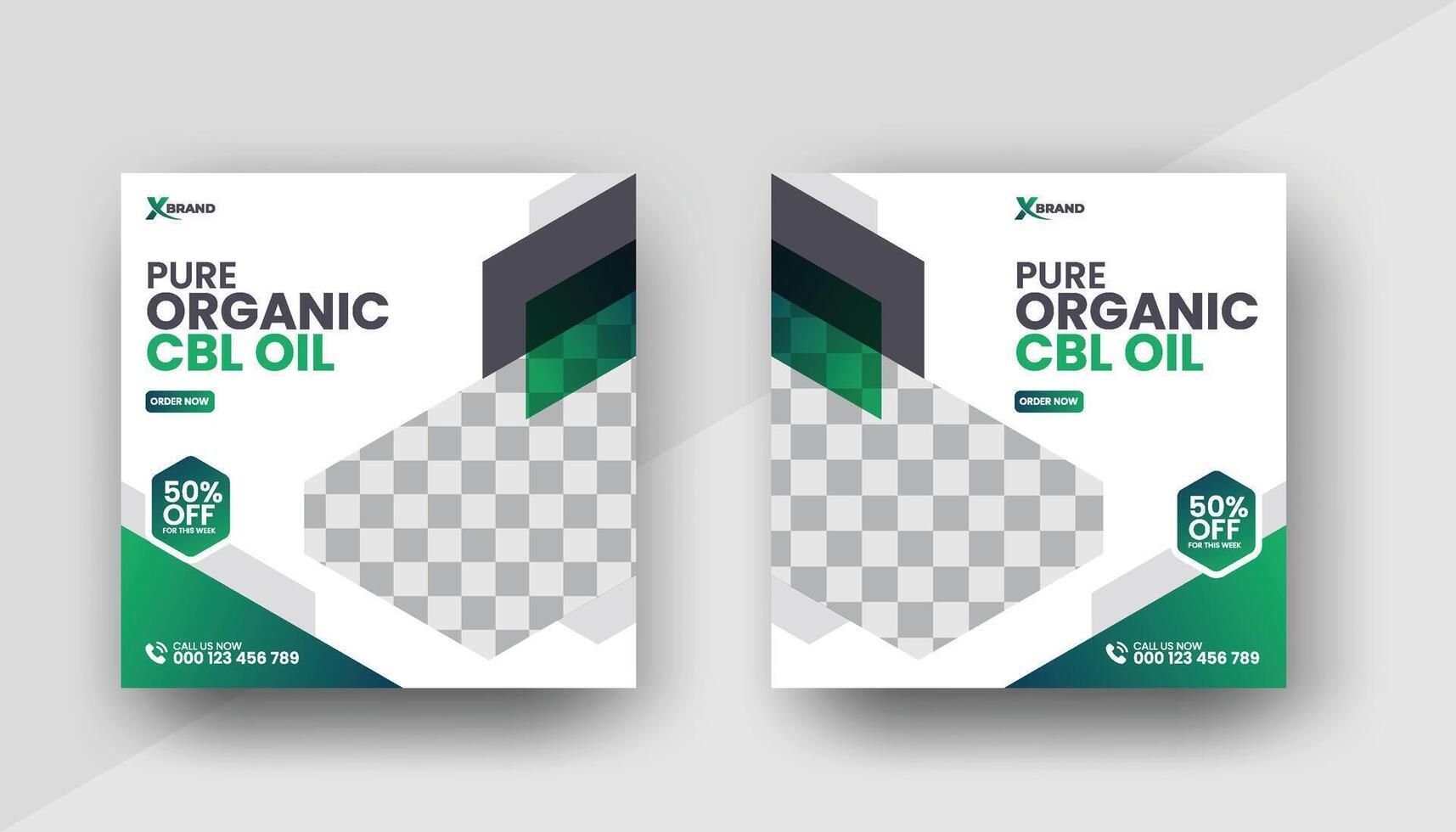 Hemp Product CBL Oil Social Media Post Template Or Pure Organic CBL Oil Square Social media post banner template design vector