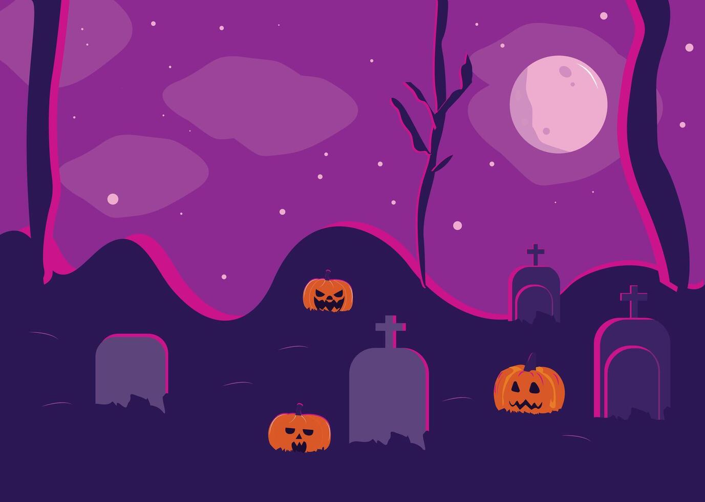Hand drawn flat Halloween background Design vector